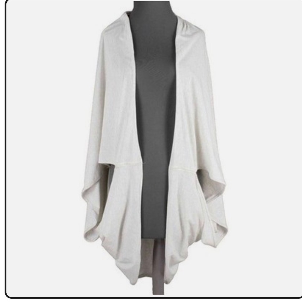 Lululemon Athletica Draped Wrap Cardigan Heathered Light Gray Pima Cotton O/S